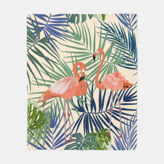 Tropical seamless pattern with flamingo. Botany de Fleece Blanket (Front)