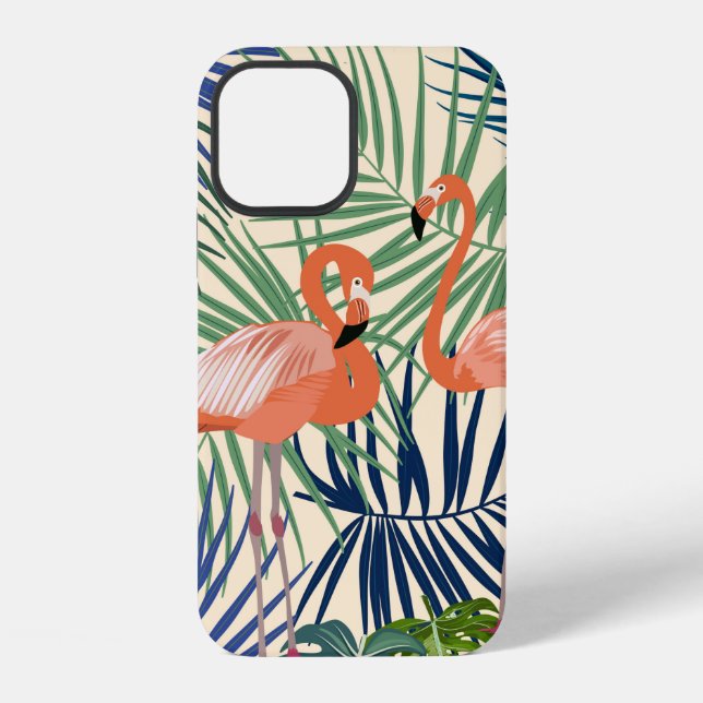 Tropical seamless pattern with flamingo. Botany de iPhone Case (Back)