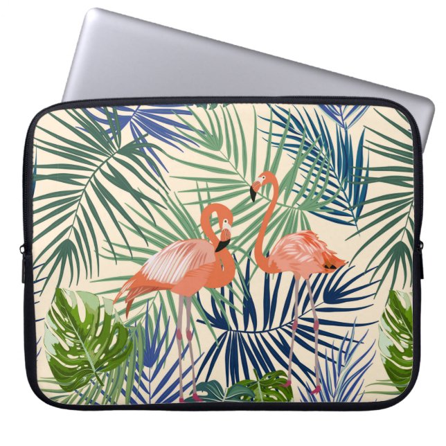 Tropical seamless pattern with flamingo. Botany de Laptop Sleeve (Front)