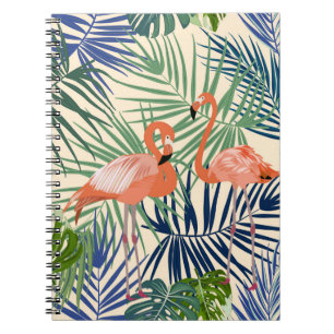 Tropical seamless pattern with flamingo. Botany de Notebook
