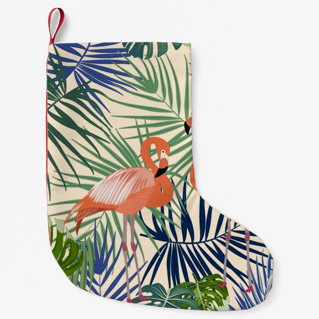 Tropical seamless pattern with flamingo. Botany de Small Christmas Stocking (Front)