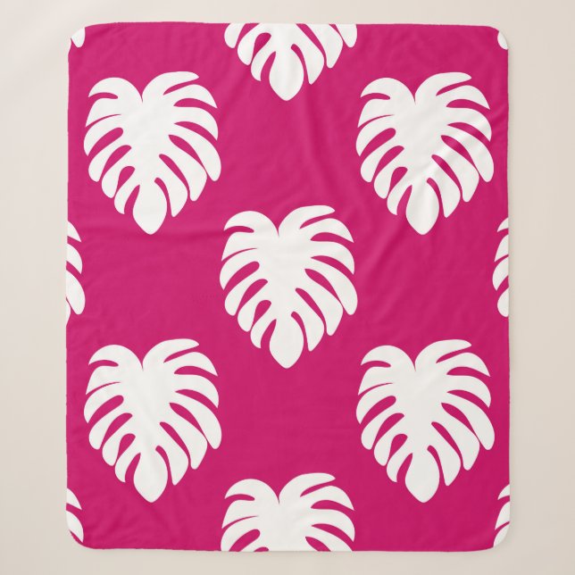 Tropical seamless pattern with monstera. art,backg sherpa blanket (Front)