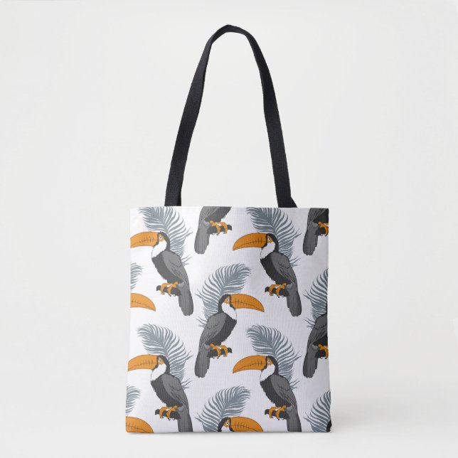 Tropical seamless pattern with toucans and leafs.  tote bag (Front)
