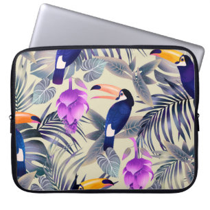 Tropical seamless pattern with toucans, monster, p laptop sleeve