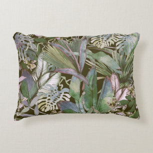 Tropical seamless pattern with tropical flowers, b decorative cushion