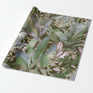 Tropical seamless pattern with tropical flowers, b wrapping paper