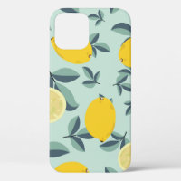 Tropical seamless pattern with yellow lemons
