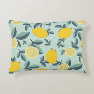 Tropical seamless pattern with yellow lemons decorative cushion