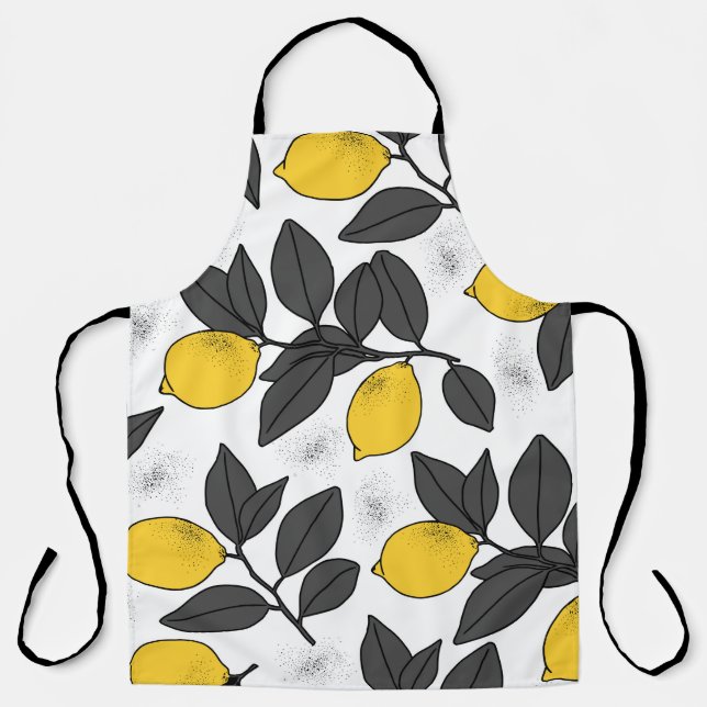 Tropical seamless pattern with yellow lemons. Hand Apron (Front)