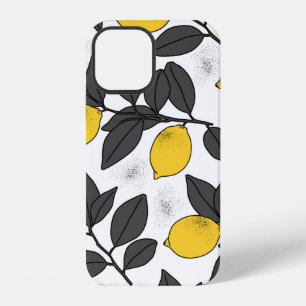 Tropical seamless pattern with yellow lemons. Hand iPhone 12 Case