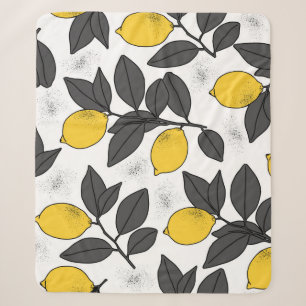 Tropical seamless pattern with yellow lemons. Hand Sherpa Blanket