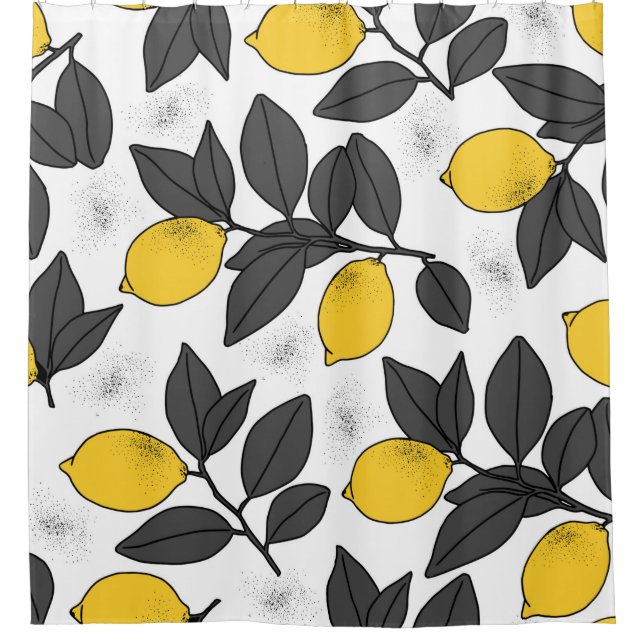 Tropical seamless pattern with yellow lemons. Hand Shower Curtain (Front)