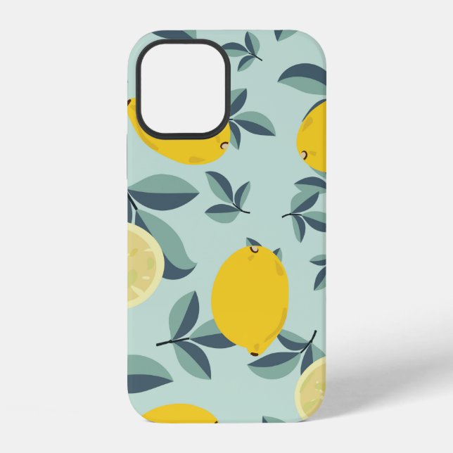 Tropical seamless pattern with yellow lemons iPhone case (Back)