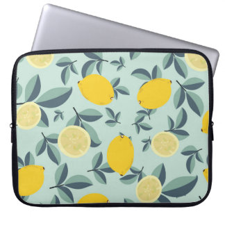Tropical seamless pattern with yellow lemons laptop sleeve