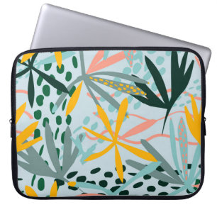 Tropical seamless texture with palm leaves, raster laptop sleeve