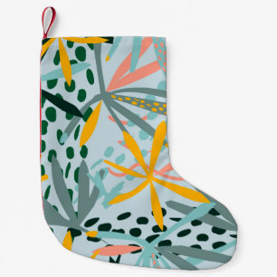 Tropical seamless texture with palm leaves, raster small christmas stocking