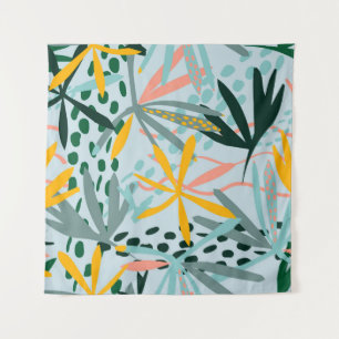 Tropical seamless texture with palm leaves, raster tapestry