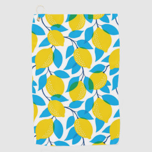 Tropical Seamless With Yellow Lemons Golf Towel