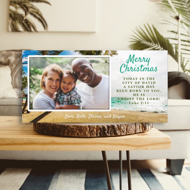 Tropical Seas Christian Christmas Photo Holiday Card (Creator Uploaded)