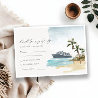 Tropical Seascape Beach Cruise Palm Wedding RSVP