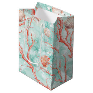 Tropical Seashell Coral Pattern Medium Gift Bag