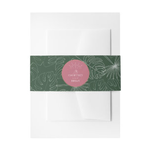Tropical Seashell Pink & Green Beach Wedding Invitation Belly Band