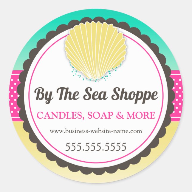 Tropical Seashell Sand and Sea Classic Round Stick Classic Round Sticker (Front)