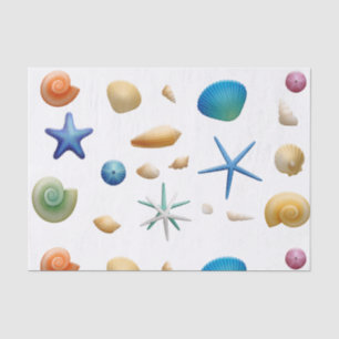 Tropical Seashells Colourful Pattern Tissue Paper