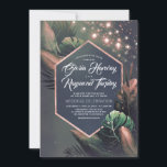 Tropical Seaside Night Rose Gold Palms Wedding Invitation<br><div class="desc">Tropical beach night wedding invitations.</div>