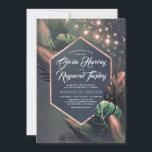 Tropical Seaside Night Rose Gold Palms Wedding Invitation<br><div class="desc">Tropical beach night wedding invitations.</div>