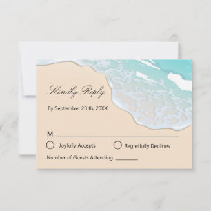Tropical Seaside Shoreline Wedding Custom Reply RSVP Card