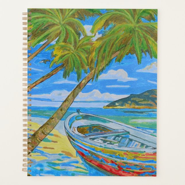 Tropical Seaside with Boat  Planner (Front)