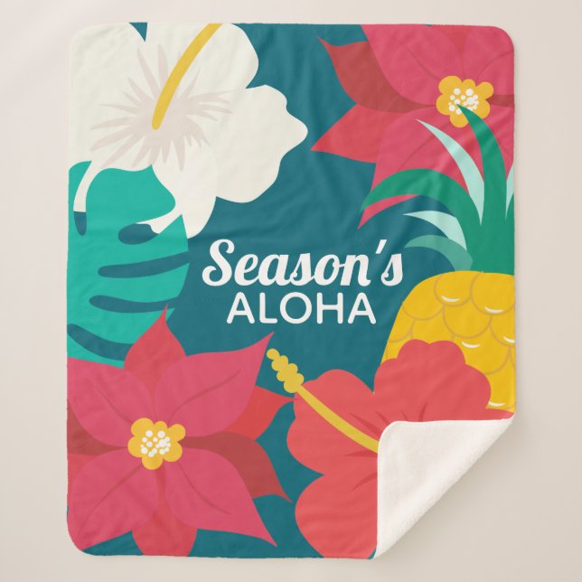 Tropical Season's Aloha Hawaiian Sherpa Blanket (Front)
