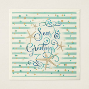 Tropical "SEAson's Greetings" Party Napkin