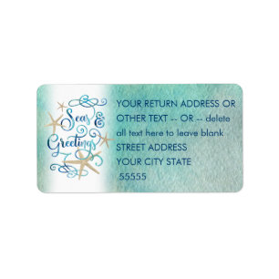 Tropical "SEAson's Greetings" Watercolor Script Label
