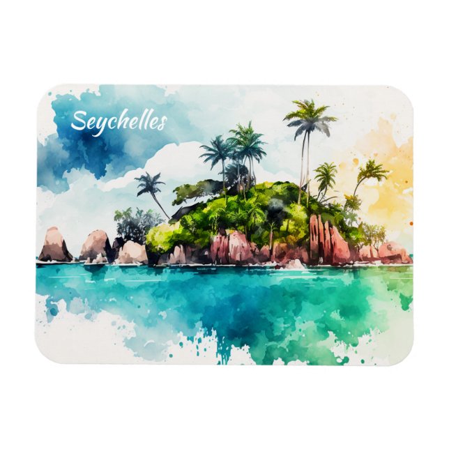 Tropical Seychelles Islands Painting Magnet (Horizontal)