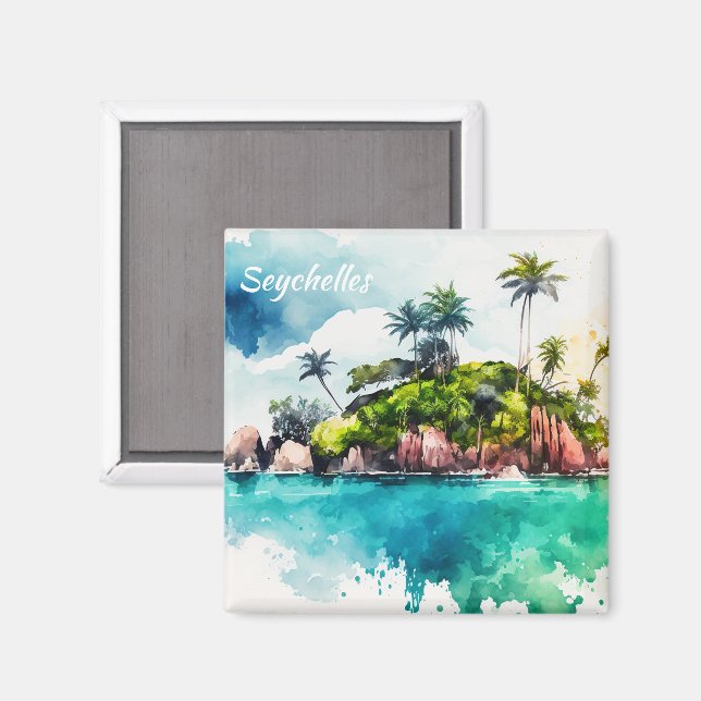 Tropical Seychelles Islands Painting Magnet (Front/Back)