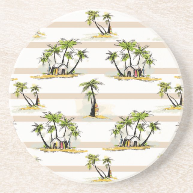 Tropical Shack And Palms Coaster (Front)