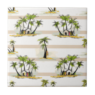 Tropical Shack And Palms Tile