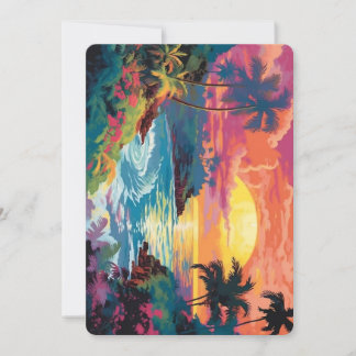 Tropical shore at sunset  thank you card