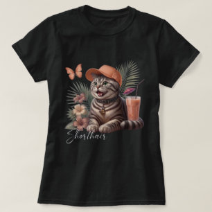 Tropical Shorthair Cat Cap Smoothie Art T-Shirt