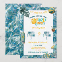 Tropical Sibling Joint Pool Party Birthday