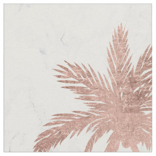 Tropical simple rose gold palm trees white marble. fabric