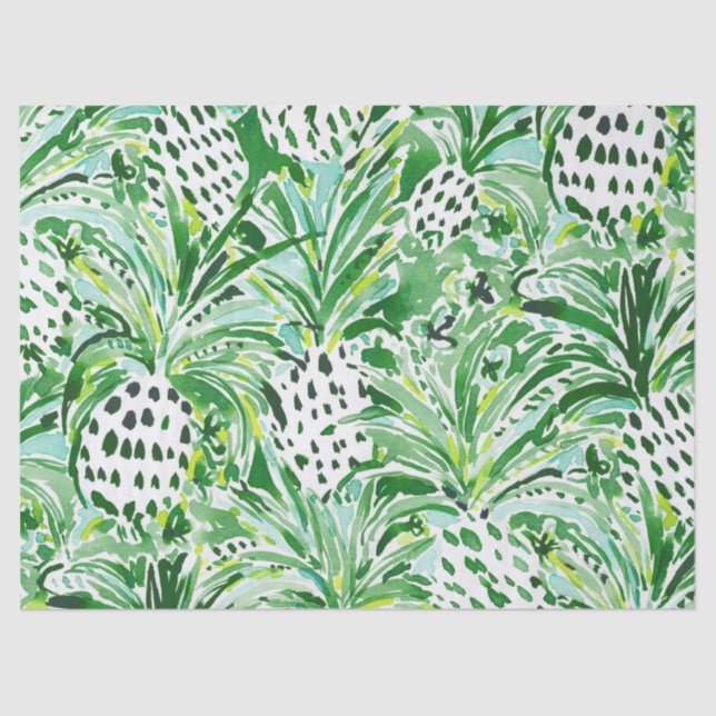 TROPICAL SITCH Green Pineapple Watercolor Tissue Paper (Front)