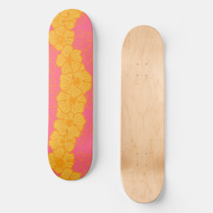 Tropical skateboard hau hibiscus
