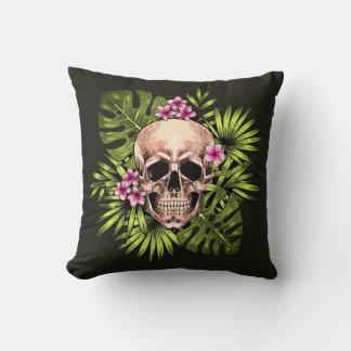 Tropical Skeleton Throw Pillow