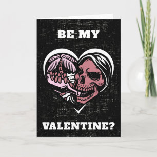 Tropical Skull Heart Grunge Valentine's Day Gothic Card