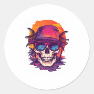 Tropical Skull Vibe Classic Round Sticker