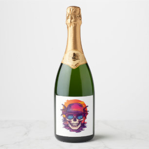 Tropical Skull Vibe Sparkling Wine Label
