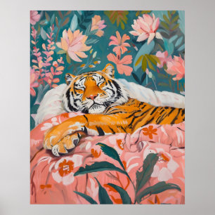 Tropical Sleepy Tiger Poster 